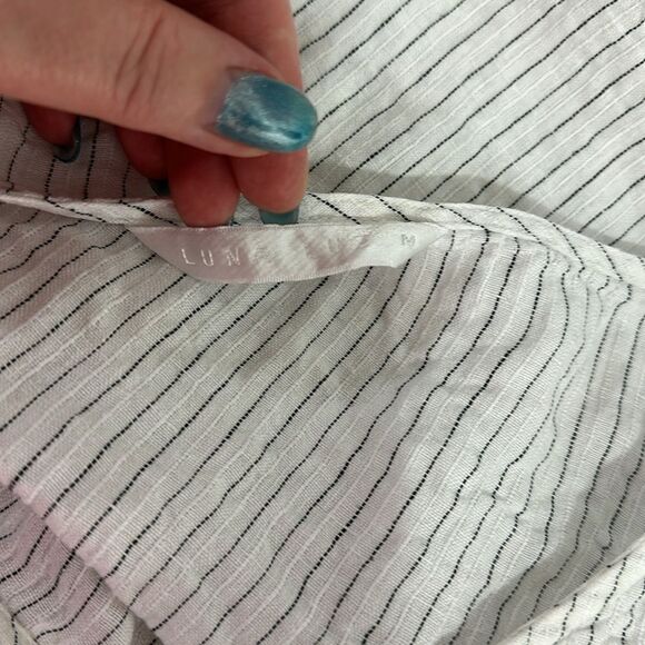 Luna Luz White Striped Relaxed Fit Round Neck Tank Top Size M - Picture 3 of 5